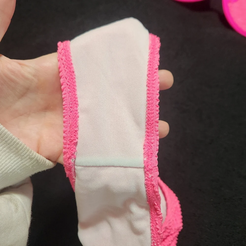 Seersucker Hot Pink String Bikini Large